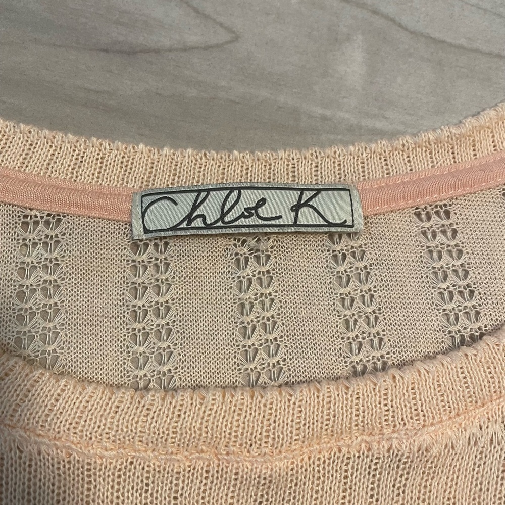 Chloe K Mesh/Knit Style Scoop Neck Light Pink Blouse-Size Small - Picture 6 of 11